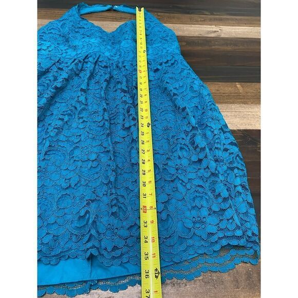 David's Bridal Malibu Blue Lace Halter Short Dress Wedding Guest Size 18 - Picture 8 of 9